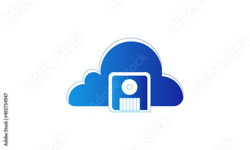 Art & illustration vector pixel cloud logo design template. data server cloud logo vector icon