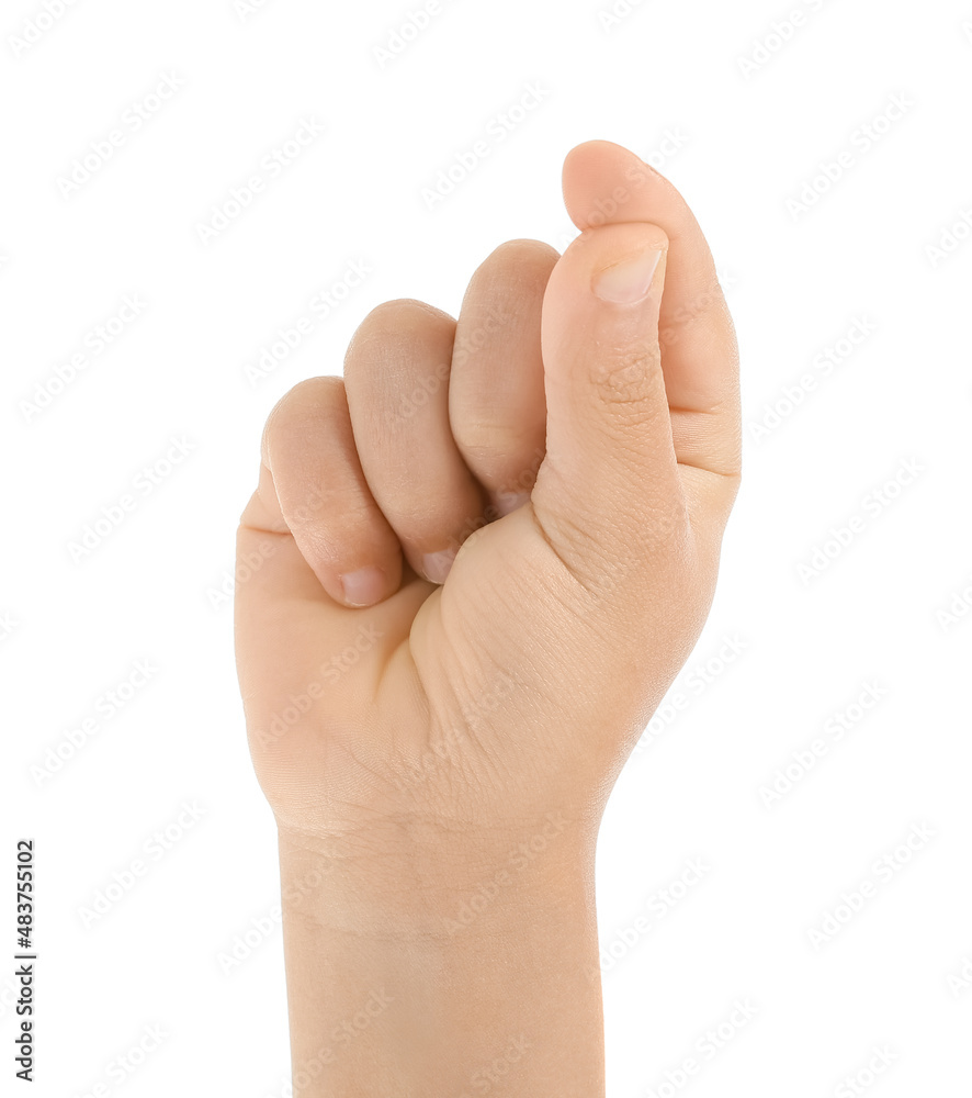 Child snapping fingers on white background Child snapping fingers on white background