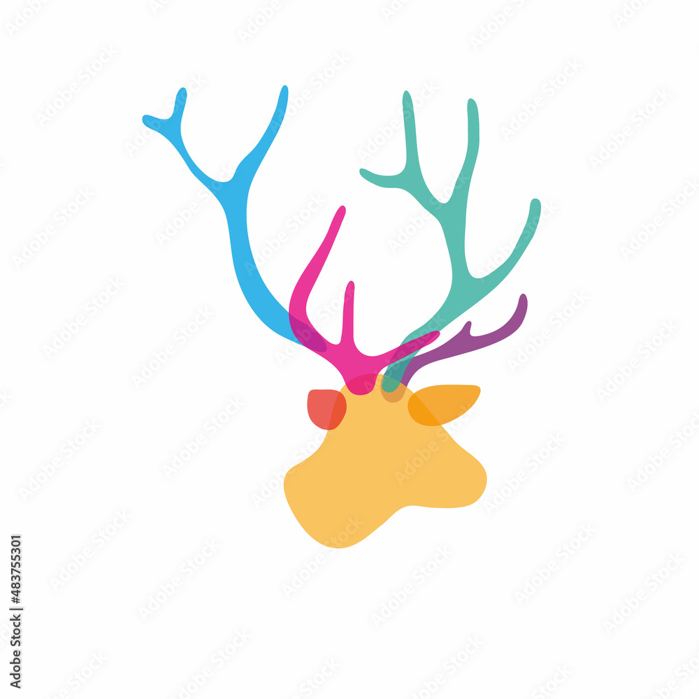 Abstract flat deer isolated on a white backgrounds. Design element. Vector illustration Abstract flat deer isolated on a white backgrounds. Design element. Vector illustration