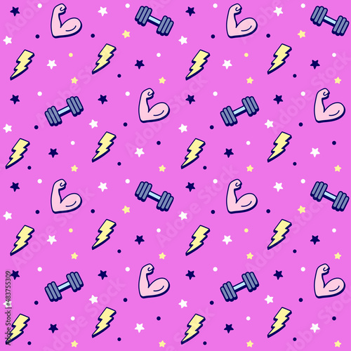 Cartoon fitness weightlifting pattern