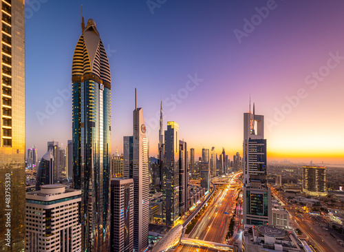 Dubai downtown from a rooftop. Fototapet