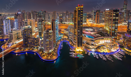 Canvas Print Dubai Marina from a rooftop.