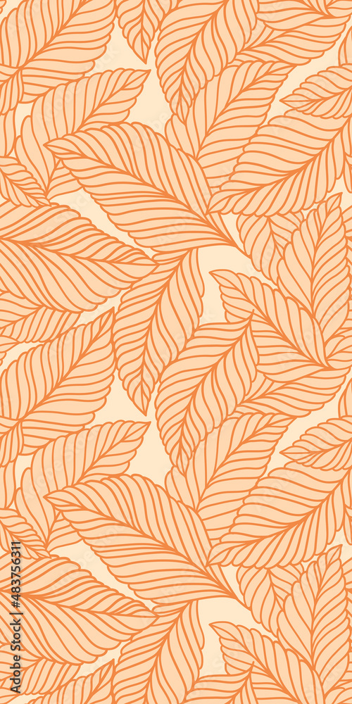 Elegant seamless pattern with delicate leaves. Vector Hand drawn floral background. Elegant seamless pattern with delicate leaves. Vector Hand drawn floral background.