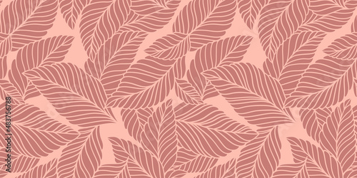 Elegant seamless pattern with delicate leaves. Vector Hand drawn floral background.