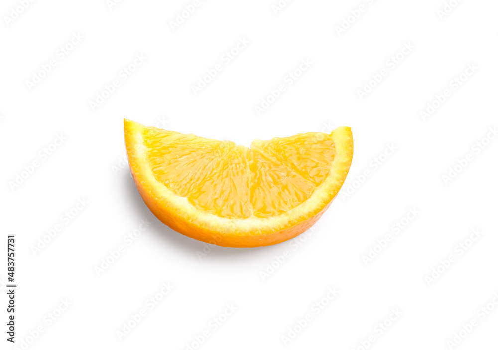 Piece of fresh juicy orange isolated on white background Piece of fresh juicy orange isolated on white background