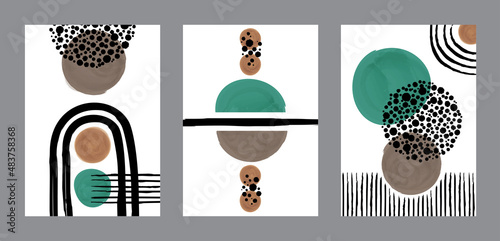 Hand drawn abstract watercolor cover page set