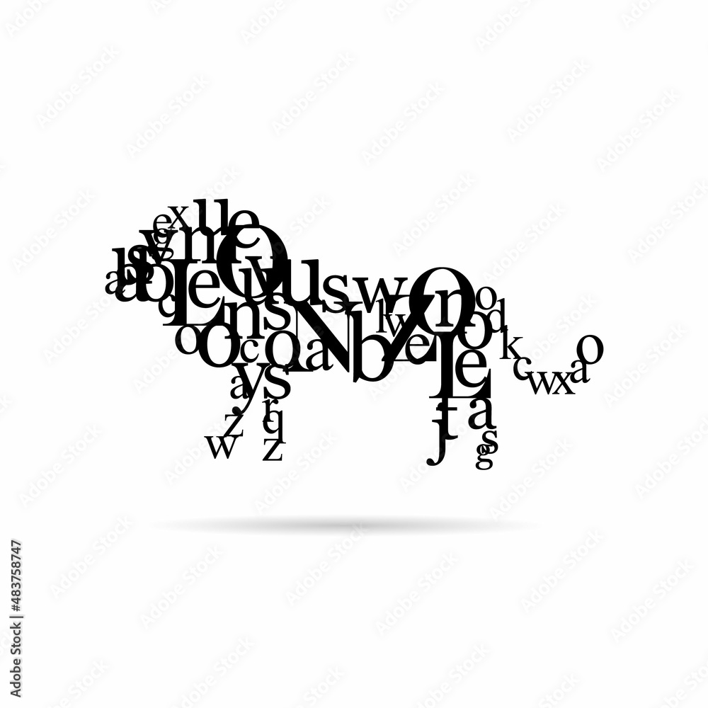 Obraz premium Typography lion abstract, vector illustration