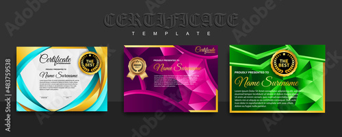 Modern certificate template in gradation and gold colors  luxury and modern style and award style vector image. Suitable for appreciation