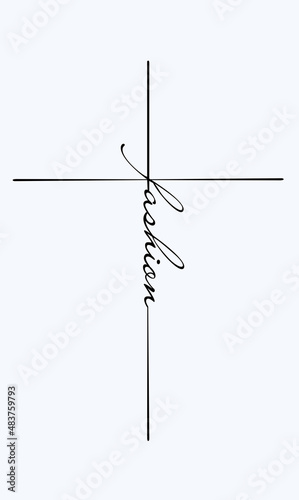 Creative fashion style logo design. Vector sign with lettering and cross symbol. Logotype calligraphy