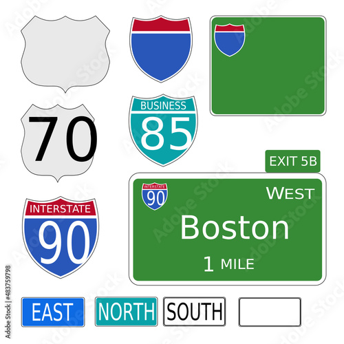 USA Highway Schilder Sammlung Vereinigte Staaten von Amerika.