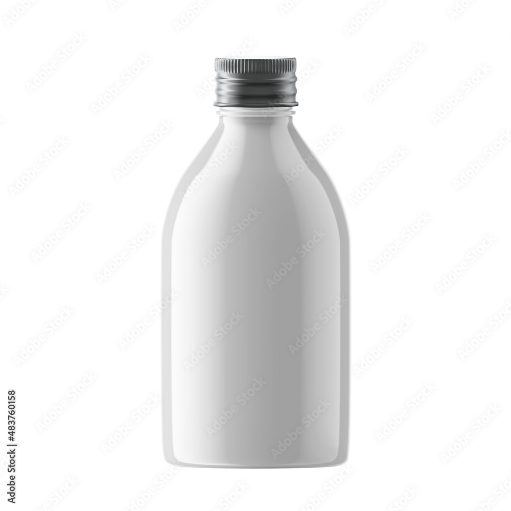 Round Plastic Bottle Cosmetic with Aluminium Screw Cap Isolated Round Plastic Bottle Cosmetic with Aluminium Screw Cap Isolated