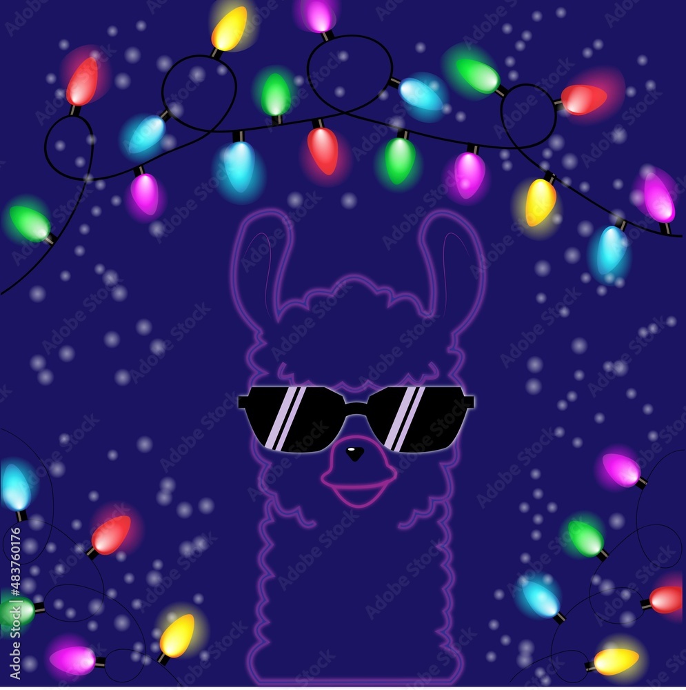 LAMA in bulbs, with sunglasses and neon LAMA in bulbs, with sunglasses and neon