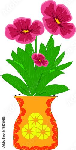 Wallpaper Mural Colorful flower bouquet from orchids and lilies arrangement centerpiece in red vase isolated on white background. Torontodigital.ca