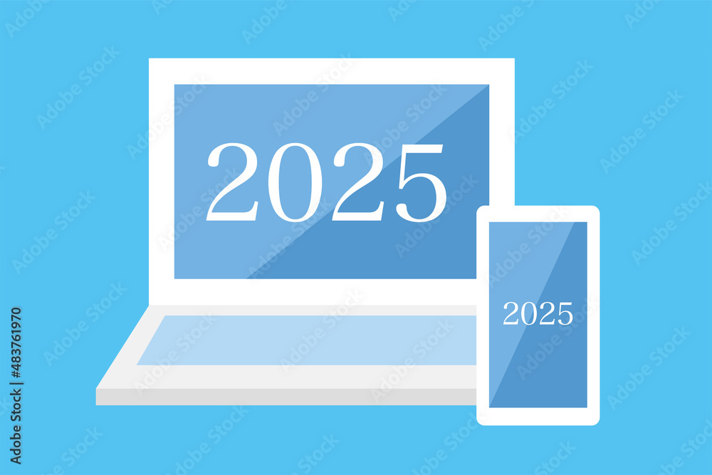 pc スマホ 年号 西暦 2025 AI イラスト ベクター 素材 フラット アイコン シンプル pc スマホ 年号 西暦 2025 AI イラスト ベクター 素材 フラット アイコン シンプル