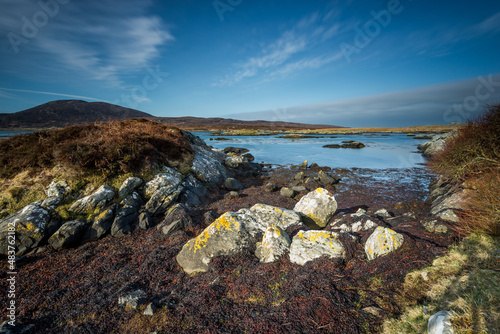 lake and mountains Isle of Uist Scotland Sheltand Islands