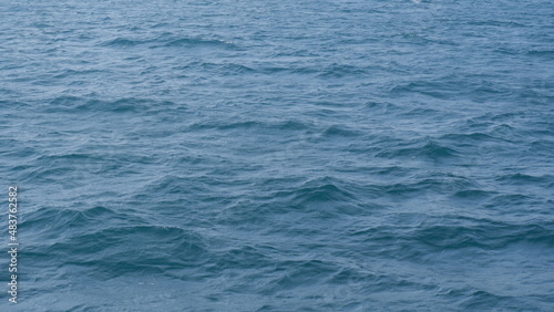 Full frame of dark blue sea surface with many waves