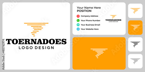 Simple tornadoes logo design with business card template.