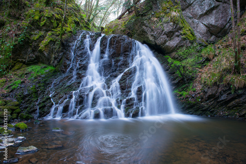 waterfall in the forest Shetlands Scotland Travel