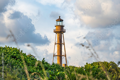 The Lighthouse on Sanibel Island in Florida photographed at golden hour in the evening. 