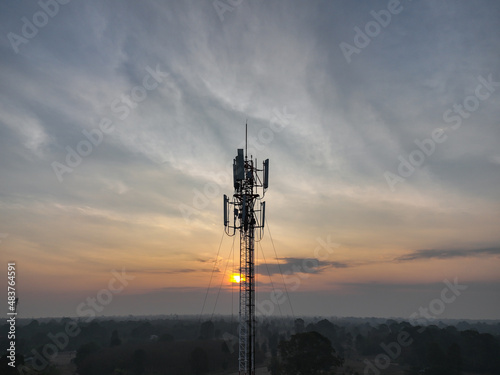 Fotografie Telecommunication tower of 4G and 5G cellular
