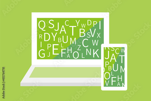 pc スマホ 英語 検索 AI イラスト ベクター 素材 フラット アイコン シンプル