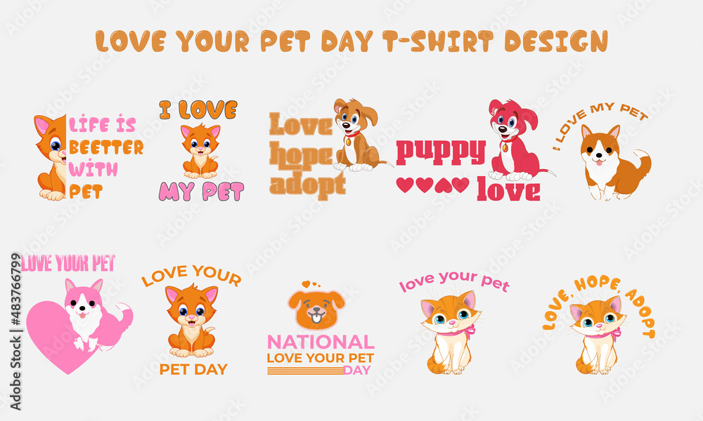 love your pet day t-shirt design vector