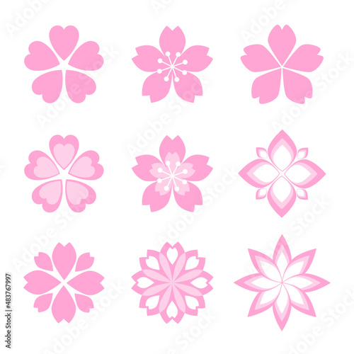 set of pink flowers