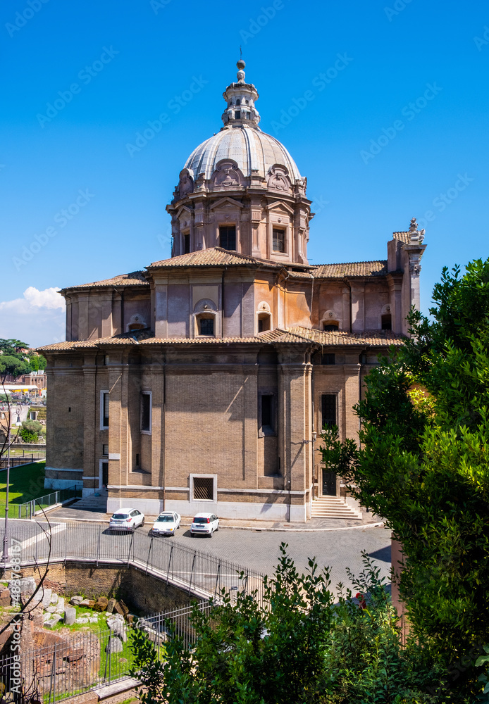 Santi Luca and Martina Martyrs church within Roman Forum Romanum aside Forum of Caesar in historic center of ancient Rome in Italy