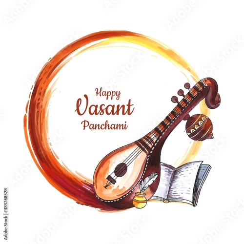 Happy vasant panchami hindu festival celebration card background