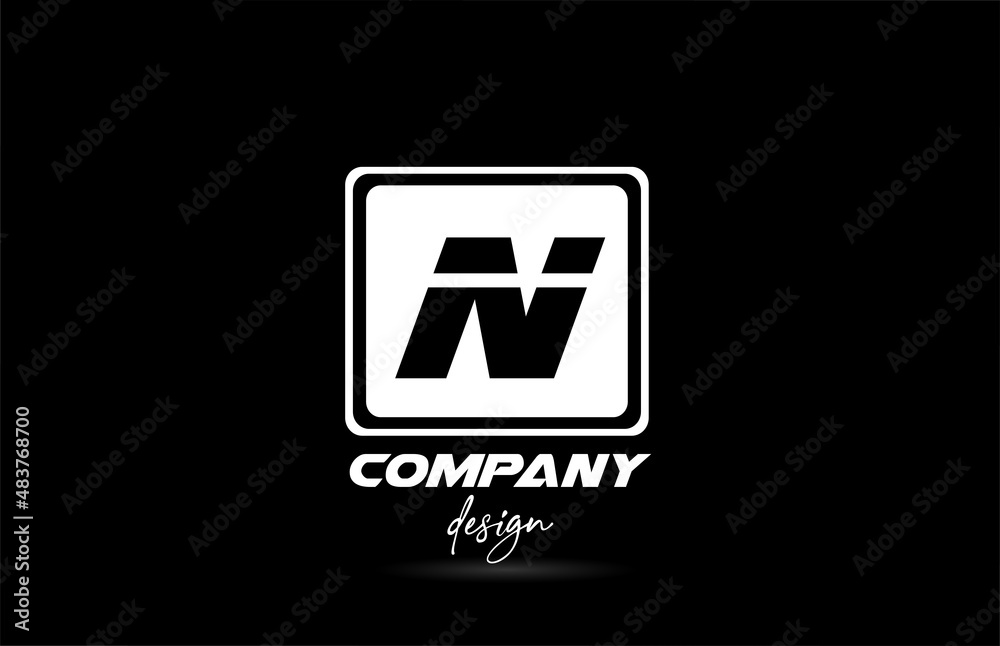 square N alphabet icon letter logo with black and white design. Creative template for company and business