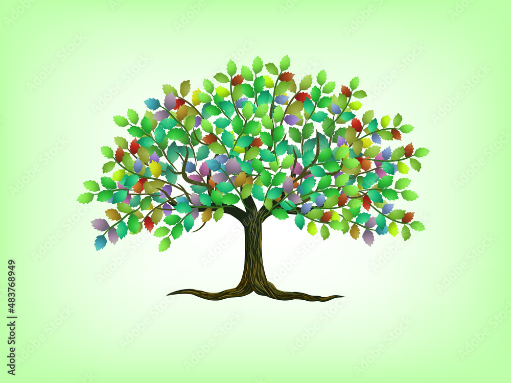 Obraz premium exotic and romantic tree vector, colorful tree logo
