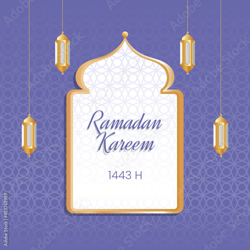 Ramadan Kareem design with very peri color background