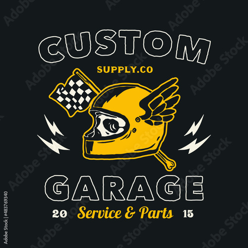 Handmade Vector Vintage Motorcycle Garage Logo Badge