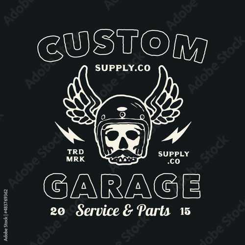 Handmade Vector Vintage Motorcycle Garage Logo Badge