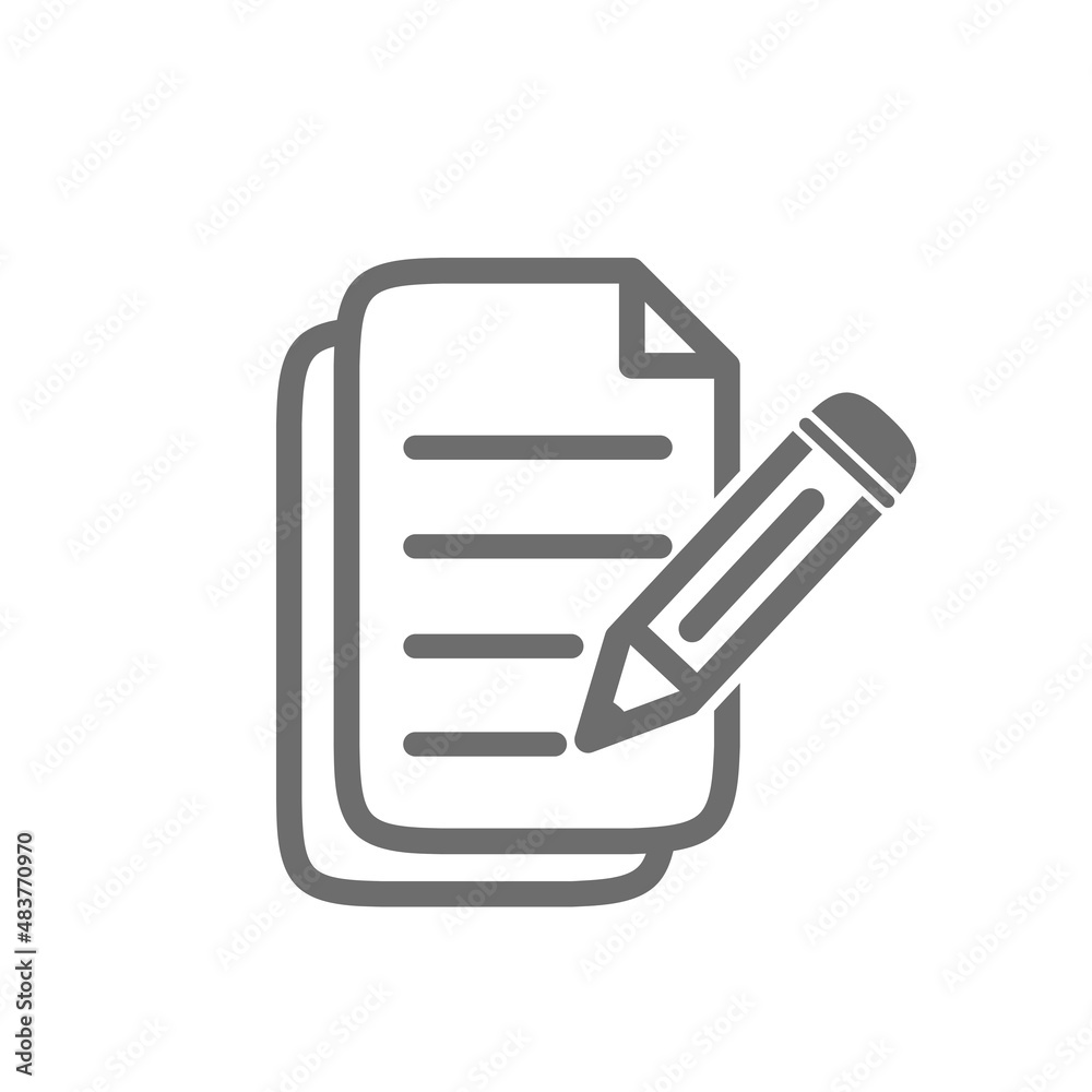 copy document icon. paper and pencil symbol. flat design on a white background. copy document icon. paper and pencil symbol. flat design on a white background.