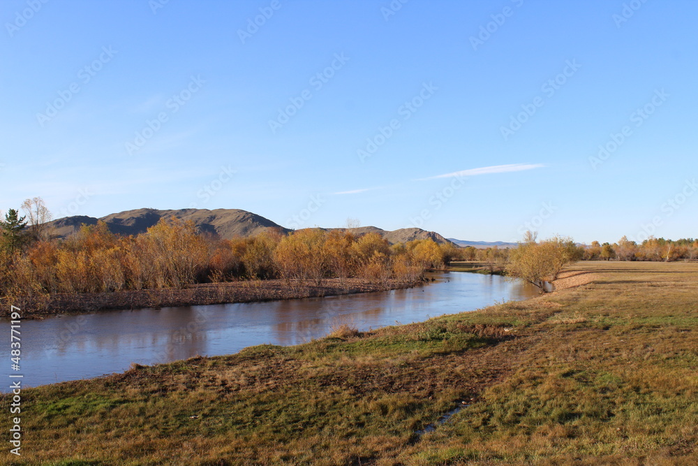 Autumn river landscape