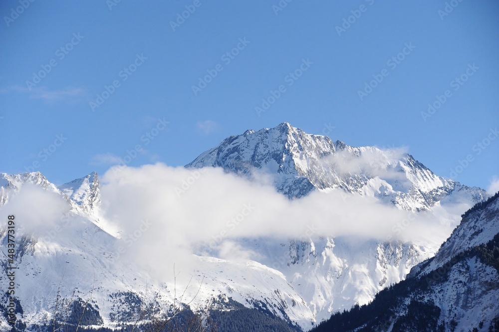 Cloudscape over the peak of a Mont Blanc 