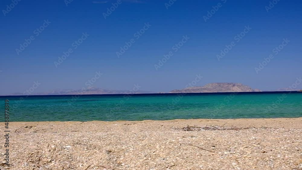 View of the amazing sandy and turquoise beach of Agia Theodoti in iOS Greece in slow motion View of the amazing sandy and turquoise beach of Agia Theodoti in iOS Greece in slow motion