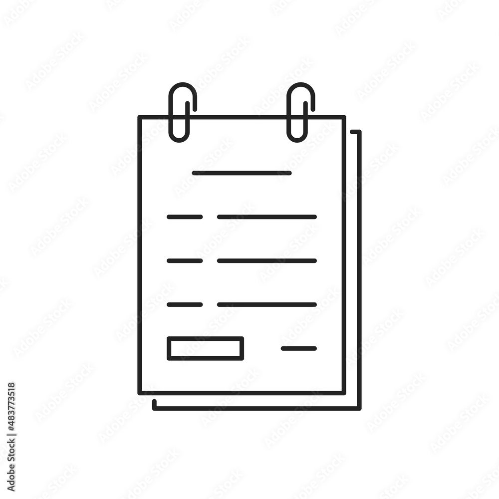 thin line paper document icon with paperclips thin line paper document icon with paperclips