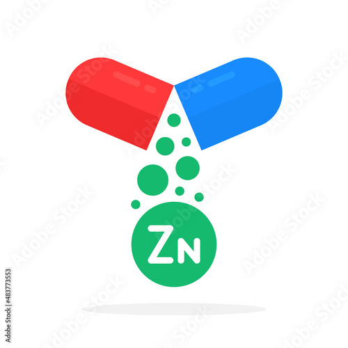 abstract red and blue capsule with zinc mineral