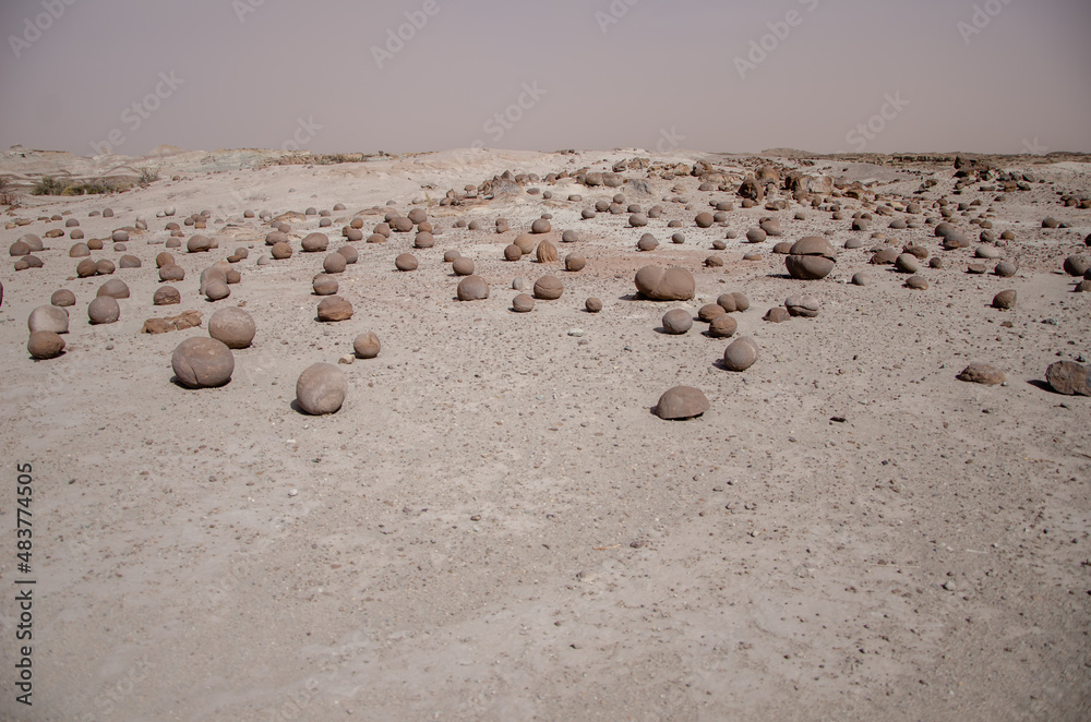 The dry arid desert landscape of the Moon Valley in Argentina The dry arid desert landscape of the Moon Valley in Argentina