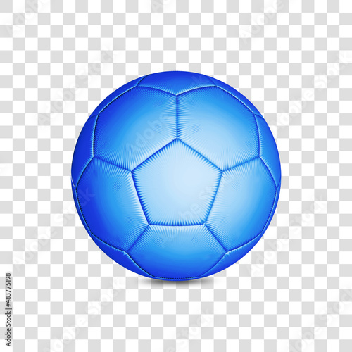 3d illustration blue soccer ball . Transparent background