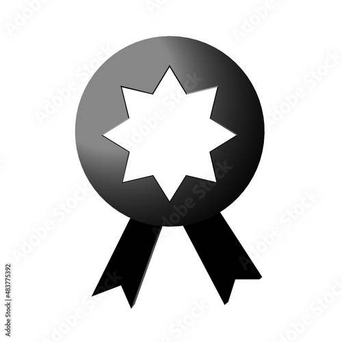 3d illustration award rosette black icon