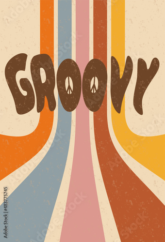 inscription groovy, retro poster in the style of the 70s