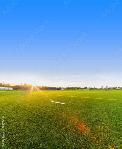 サッカー場　ラグビーグランド　ゴール　野球場　夕焼け　河川敷グランド