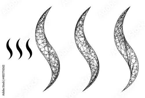 Vector wire frame aroma icon. Hatched frame 2d network abstract symbol based on aroma icon, made from intersected lines.