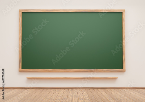 3D illustration. Empty classroom and blackboard.