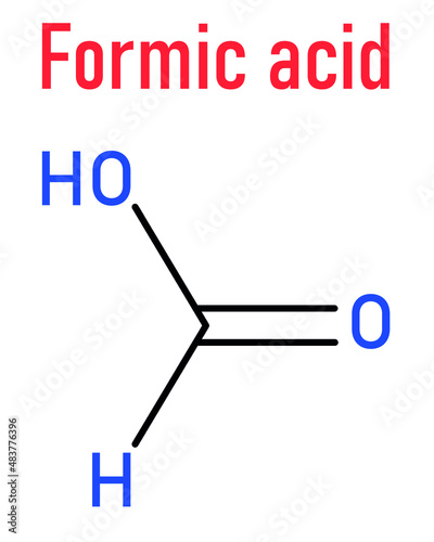 Formic acid molecule. Present in ant venom and in stinging nettle. Skeletal formula. photo