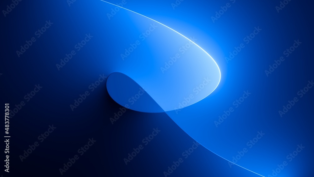 3d render, abstract minimal neon background with glowing curvy line ...