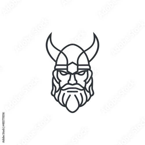 Outline Viking warrior logo design vector illustration